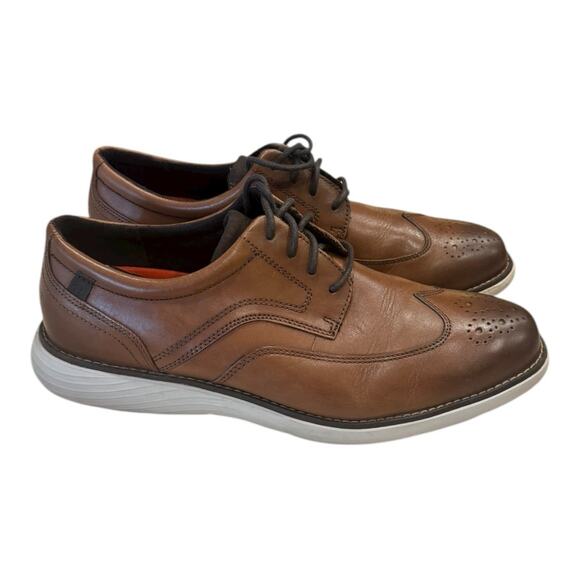 Rockport Men's Shoes Garett Wingtip Leather Derby Comfort Oxford Brown Sz 8.5 - Picture 1 of 10